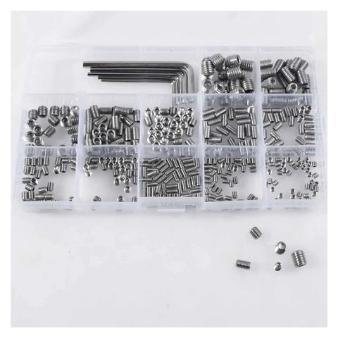Thinking Process: stainless steel hex socket set screws assortment in compartment box, M3 M4 M5 M6 M8