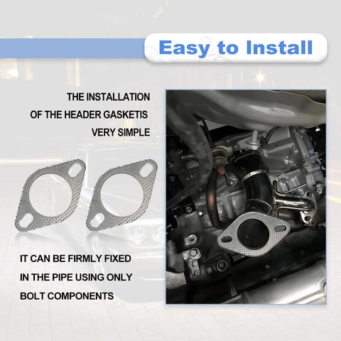 Amazon 2.5-inch exhaust gasket, 2-bolt muffler flange, high-temp perforated metal, set of 2