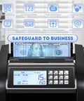 Fast Cash Counter Machine With Value Count And 4 Inch LED Display, displaying 100 dollar bills, UV IR MG MT DD modes visible