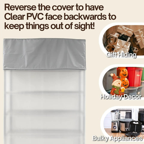 Premium Five Tier Shelving Top Cover Guard Works As A Heavy Duty Rack Saver For Metal Frames Featuring Clear Front Panel To Beat The Dust And Keep Gear Crisp On Any Four Foot Shop Setup With Tight Snap Fit