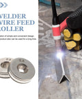 Two knurled 0.6 mm steel wire feed rollers for SSJ16 wire feeder MIG welder; front view.