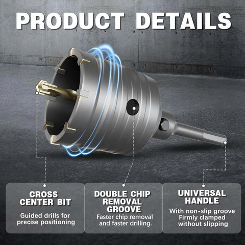 METOTY 4-inch concrete hole saw with SDS shank and connecting rod for masonry drilling