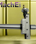 MachEl taper turning attachment with revolving live center; front view on lathe, metric 3MT