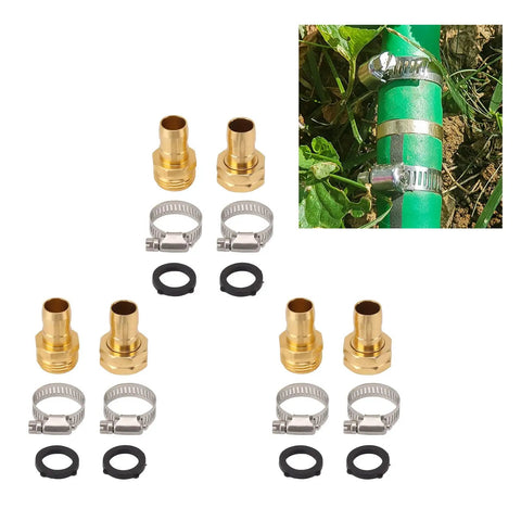 Ultimate Garden Hose Repair Kit for 5/8 And 3/4 Inch Featuring Durable Aluminum Alloy Male Female Fittings That Fix Leaks Fast And Keep Your Water Flowing Smooth For Spring Yard Work. Brass hose repair fittings with clamps and gaskets.