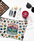 Hiking Makeup Bag For Women Must Have Lightweight Portable Organizer For Hikers And Campers, 9.8x6.7 in, linen, nature-themed design