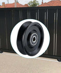 Skelang 4-in V-groove gate wheel with double bearings for inverted-V track, 2200 lb load capacity