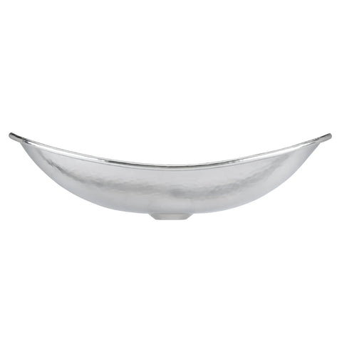 Side view of Hammered Nickel Vessel Sink Handcrafted Above Counter Basin 19 Inch Hobbes Style with Durable Nickel Finish
