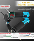 Electric Twist Throttle With Key 12V To 96V Universal Five Wire Controller With Volt Meter Display For Electric Bikes Scooters Go Karts And More And Compatible Across 12V 24V 36V 48V 60V 72V And 96V Systems, black blue grip