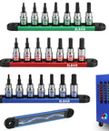 Pro Grade 21-Piece Hex And Torx Socket Set With Magnetic Rail Organizer, Three Eighths Inch Drive, S2 Steel Bits, chrome vanadium sockets
