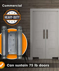 6 Inch Double Action Spring Hinge For Saloon Doors 4 Pack Satin Chrome Finish shown with white double doors