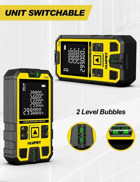 Laser Distance Meter With Bubble Levels And Backlit LCD IP54 Waterproof Portable Digital Distance Finder 0.2s Fast Measurement Up To 328 Feet For construction use
