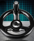 Heavy Duty 3 Spoke Round Handwheel Made From Durable Engineered Plastic For Machine Tools And Industrial Control Panels With Superior Grip And Anti Aging Performance You Need For Any Workshop Job, black front view