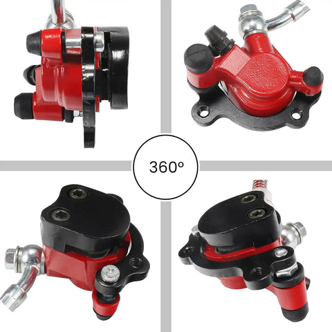 Hydraulic Brake System Kit With 50 Inch Hose For Baja Doodle Bug DB30R Mini Bike showing various angles of the brake caliper.