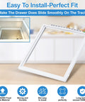 Upgraded 241969501 Refrigerator Shelf Frame With Glass And Crisper Pan Cover for Frigidaire, shown with installation guide.