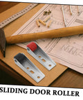 Hella Durable Heavy Duty Sliding Door Rollers And Silent Barn Door Caster Wheels With Vertical Support shown with tools and instructions.