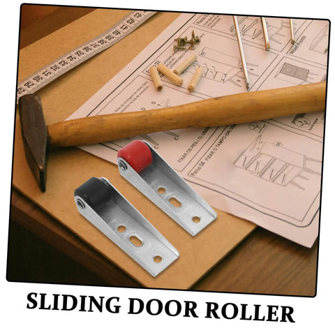 Hella Durable Heavy Duty Sliding Door Rollers And Silent Barn Door Caster Wheels With Vertical Support shown with tools and instructions.