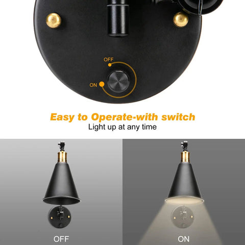 2 Pack Adjustable Swing Arm Wall Sconces Hardwired Industrial Metal Vintage Style Wall Mount Lamps With Up Down Lamp Head And Arm Joints, Bulbs Not Included, Ideal For Living Room Hallway Kitchen