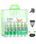 Pack of 12 Pre Charged 1300mAh NiMH AA Rechargeable Batteries for Outdoor Solar Lights with case and solar images