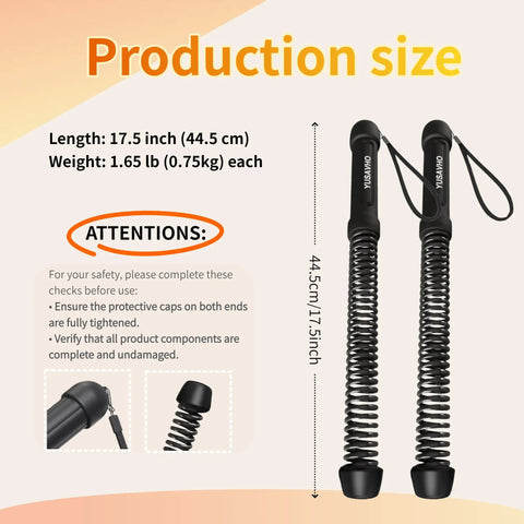Cordless Battle Rope For Home Gym Grab And Go Training showing size and weight, portable rope fitness equipment for HIIT.