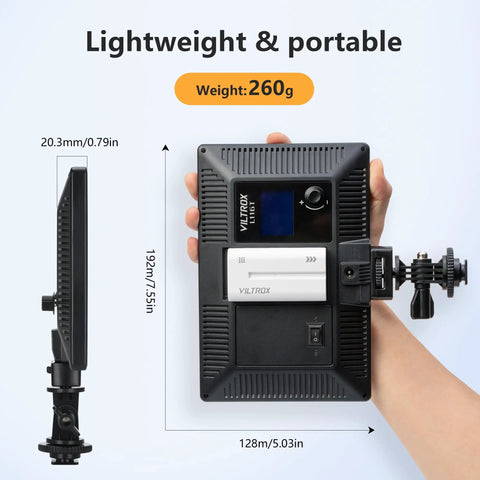 Back view of Ultra Thin 15W LED Video Light Panel with Pro-Grade Adjustable 3300K-5600K Color Temperature, lightweight design.