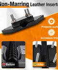 Heavy Duty Aluminum Barrel Vise Tool Built Like A Tank With Cowhide Leather Inserts For Dead Nuts Secure Rifle Maintenance Non Marring Clamp showing non-marring leather inserts.