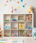Extra Large Clear Plastic Storage Bins 4 Pack 11x11 Cube Organizer Squares With Handles For Pantry Closet Kitchen Bathroom Under Sink And Laundry Room See Through Durable Stackable Storage Containers For Clutter Busting Organization in shelf with toys and books