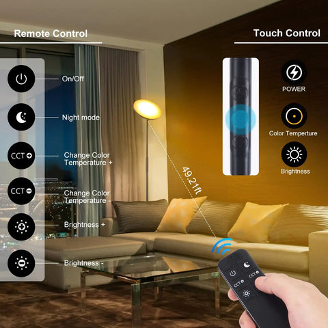 Remote control interface for RGB LED Floor Lamp With Remote 36W 3600LM 69 Inch Tall Torchiere Upgraded 2025 Stepless Dimming