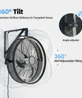 Image showing a 20-Inch Wall Mounted Fan with Lights, 360 Degree Tilt, Remote and App Control, installed on a wall.