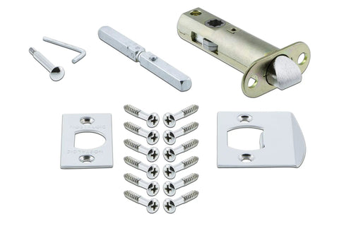 Privacy Deco Plate With Keyhole Crystal Meadows Door Knob Set 2.75 In Backset Bright Chrome Finish installation parts
