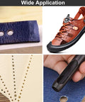 Wide application of 12 Piece Hollow Punch Set on leather, shoes, paper, and denim showing different uses of the tool