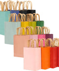 Medium Kraft Gift Bags With Handles, 16 Colorful Options, 10.6 x 8.3 x 4.3 Inches, 16-Pack Party Favor Bags displayed in colorful arrangement