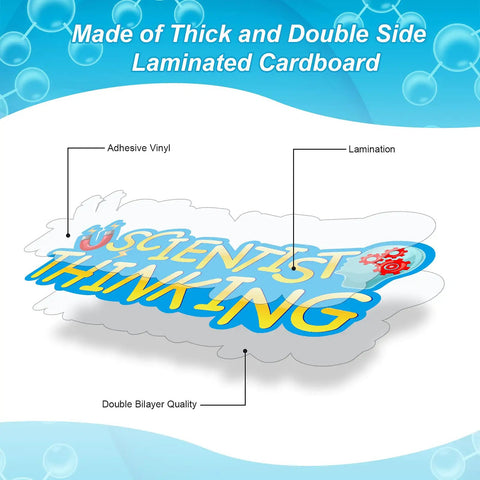Science Bulletin Board Set With Colorful Lab Cutouts And Scientist Posters, showing thick laminated cardboard details.