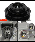 Premium Grade AC Compressor With Clutch Drop In Fix Compatible With Acura Mdx And Honda Pilot Replaces A10HF20 details showing clutch assembly and connections
