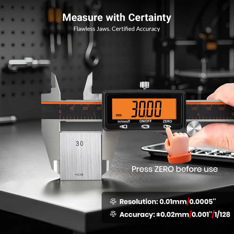 Heavy Duty Digital Caliper With Quick Charge Usb C And Tough Six Inch Measuring Build Offers Bright Orange Lcd Readout Auto Sleep Mode And Months Of Juice For Garages Workshops And Backyard Rigs Craving Dead On Accuracy