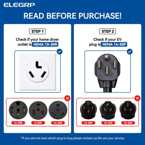 Legit Game Changer Nema 10 30P To 14 50R Adapter Cord For Instant Level 2 EV Charging installation guide with NEMA plugs.