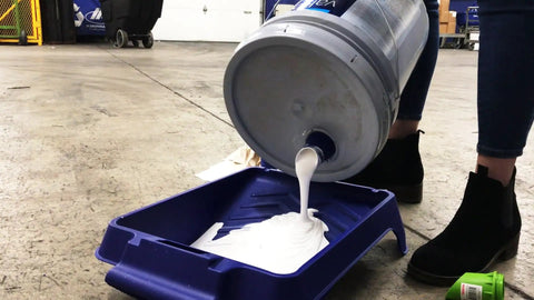 5 Gallon Paint Pour Spout For Buckets With Lid Spout And Multi Pail Fit Mess Free Pouring Tool Fits Plastic And Metal Pails Three Pull Apart Fittings Easy Spill Proof Pouring Accessory, pouring paint into tray