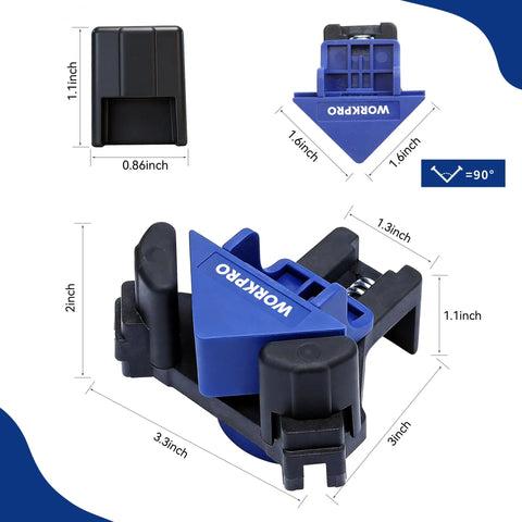 90 Degree Corner Clamps For Woodworking, Set Of 4 Adjustable Spring Loaded One Hand Clamps For Framing, Cabinets, And Projects, Durable ABS Construction For Tight Corners And Joints