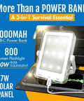 Three In One Solar Survival Kit Emergency Flashlight With 5000mAh USB C Power Bank And Seven Watt Solar Panel on display