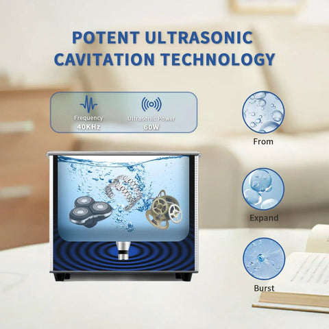 Ultrasonic Cleaner 1.5L 60W Stainless Steel Jewelry And Eyeglasses Cleaner With Cleaning Basket Mechanical Timer 40KHz