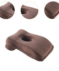 Office Napping Pillow For Neck Support, Ultra Lightweight And Comfy, Travel Friendly Desk Pillow For Naps And Air Travel shown in cozy brown