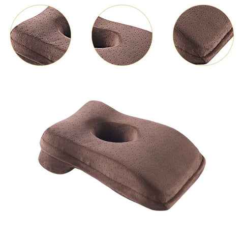 Office Napping Pillow For Neck Support, Ultra Lightweight And Comfy, Travel Friendly Desk Pillow For Naps And Air Travel shown in cozy brown