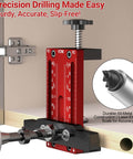 DIY Ready 2-In-1 Cabinet Door Mounting Jig With Drill Bits For Framed And Frameless Cabinets, visible in use on cabinet door.
