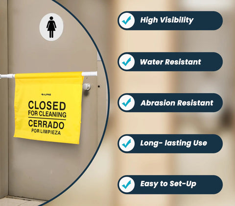 Built Different Two Pack Bilingual Restroom Closed Sign Heavy Duty Polyester Door Barricade Hanger English Spanish Warning Tag on door