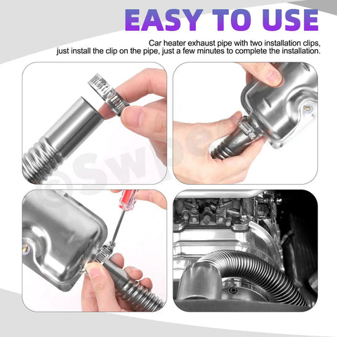One Inch Stainless Steel Diesel Heater Exhaust Pipe Kit 39 Inch Long With Two Clamps 25mm Inner Diameter installation demo