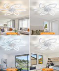 Low Profile Bladeless Ceiling Fan With Lights And Remote Control 6 Speed Wind 3 Color Temperatures Quiet Reversible DC Motor