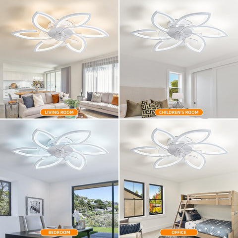 Low Profile Bladeless Ceiling Fan With Lights And Remote Control 6 Speed Wind 3 Color Temperatures Quiet Reversible DC Motor