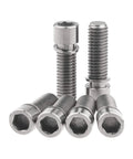 Group of six titanium M8x25mm BMX bolts with washers, hex socket heads