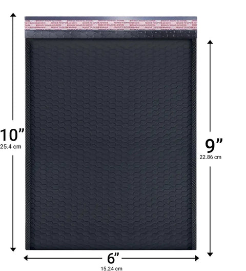 Black Bubble Mailers 6x10 Inch Outer, Usable 6x9 Inch, 4.6mm Thick Waterproof Padded Envelopes For Shipping