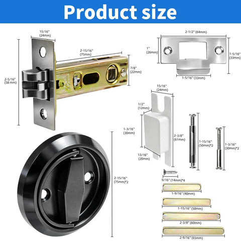 Round Low Profile Door Knob With Hidden Recessed Cup Lock built to last 304 stainless steel flush door handle dimensions shown