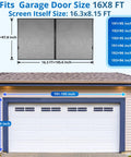 Two Car Garage Door Screen With Magnetic Retractable Fiberglass Mesh Heavy Duty Weighted Bottom Easy Assembly size guide